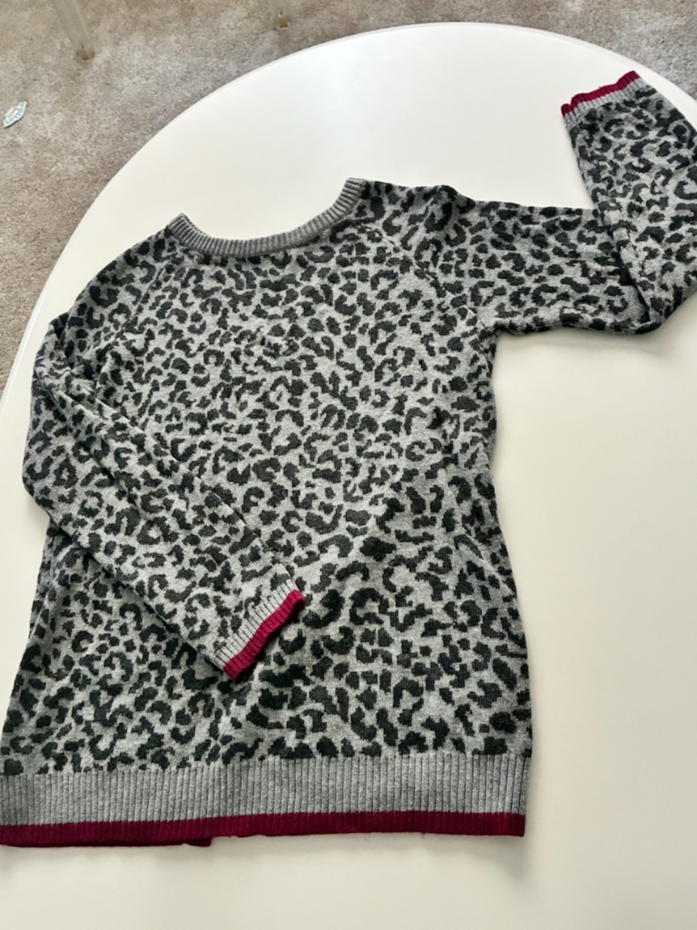 Splendid Girls Gray Leopard-Print  Sweater
